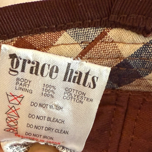 Grace Hats Plaid Bucket Hat with Brown Trim - Picture 8 of 9